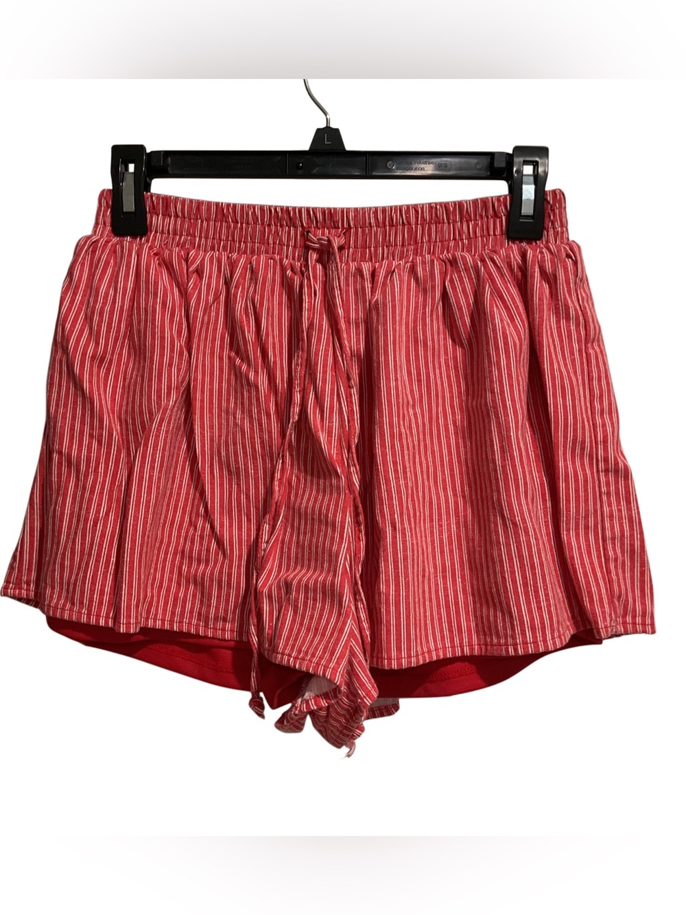 Mi Ami Francesca’s High-Rise Paperbag Shorts Red White Stripes